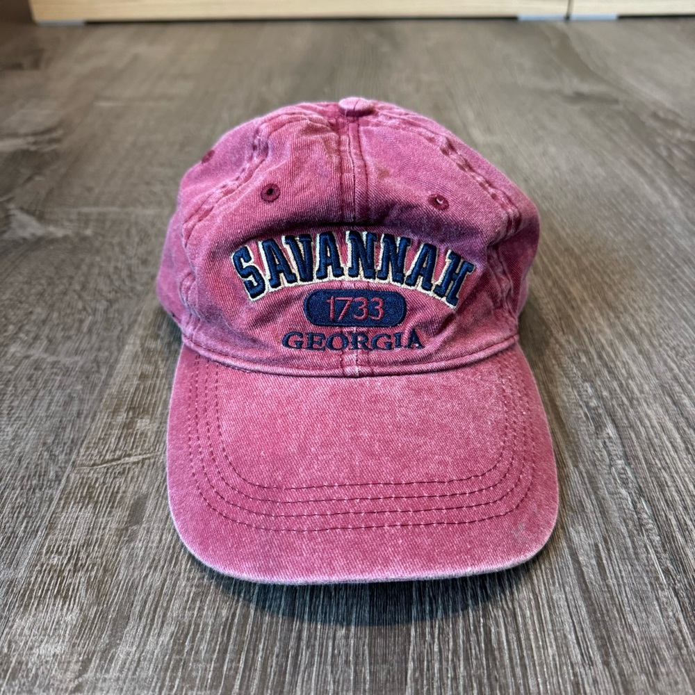 Lucky Brand Red Vintage Savannah Georgia Baseball Hat